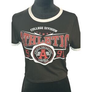 Julia by LoveJ Black Crop Top –College Division Athletic Graphic Size M